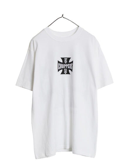 デッドストック 90s ★ WEST COAST CHOPPERS アイアンクロス ロゴ プリント Tシャツ メンズ M / オールド 初期 バイク チョッパー anvil 白