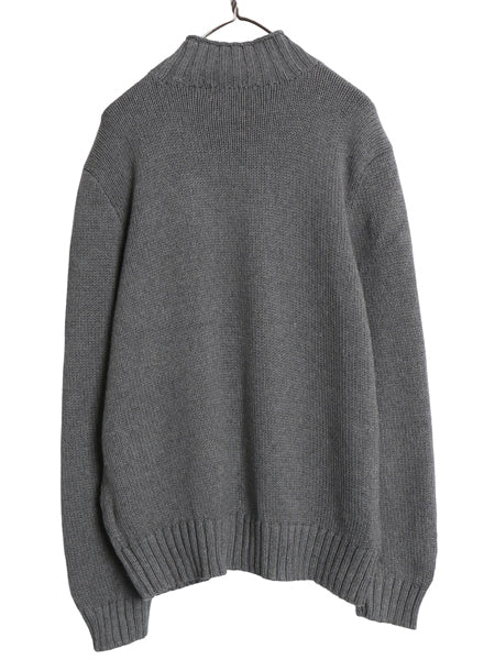 00s ポロ ラルフローレン ハイネック コットン ニット セーター メンズ L / 古着 オールド リブ編み ポニー 無し 無地 プルオーバー グレー