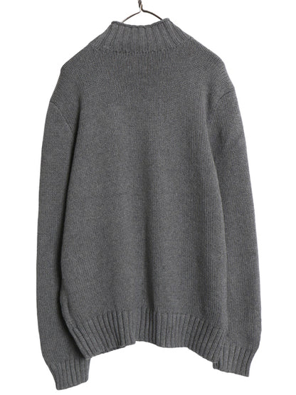 00s ポロ ラルフローレン ハイネック コットン ニット セーター メンズ L / 古着 オールド リブ編み ポニー 無し 無地 プルオーバー グレー
