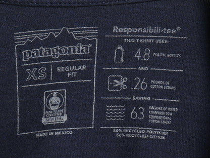 パタゴニア 両面 プリント 半袖 Tシャツ レディース XS / 18年製 アウトドア バックプリント カットソー アート イラスト グラフィック 紺 