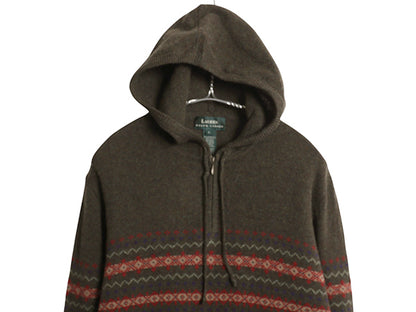 90s ローレン ラルフローレン ハーフジップ ニット パーカー レディース L / オールド ポロ 長袖ニット ラム ウール フェアアイル カーキ