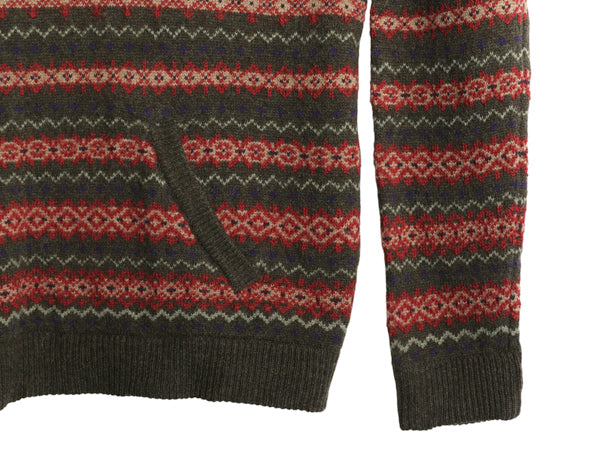 90s ローレン ラルフローレン ハーフジップ ニット パーカー レディース L / オールド ポロ 長袖ニット ラム ウール フェアアイル カーキ