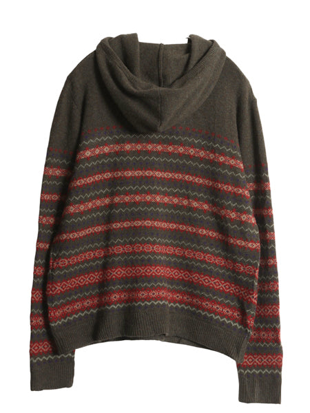 90s ローレン ラルフローレン ハーフジップ ニット パーカー レディース L / オールド ポロ 長袖ニット ラム ウール フェアアイル カーキ