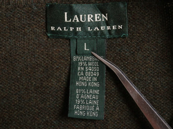 90s ローレン ラルフローレン ハーフジップ ニット パーカー レディース L / オールド ポロ 長袖ニット ラム ウール フェアアイル カーキ