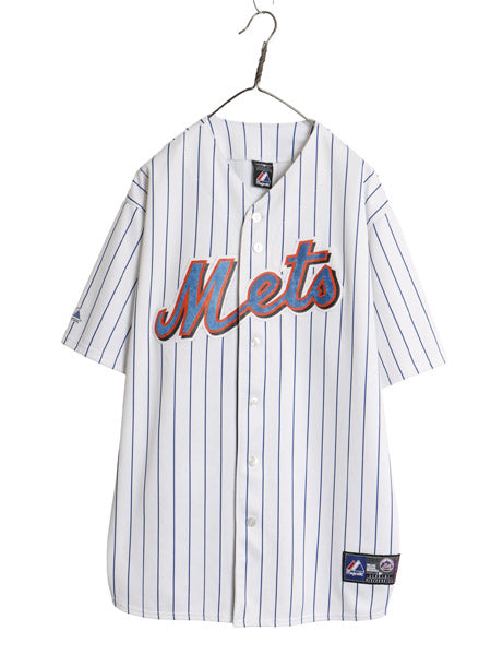 メッツ ベースボール シャツ メンズ XXL 程/ MLB オフィシャル マジェスティック 大リーグ ユニフォーム ゲームシャツ 重ね着 大きいサイズ