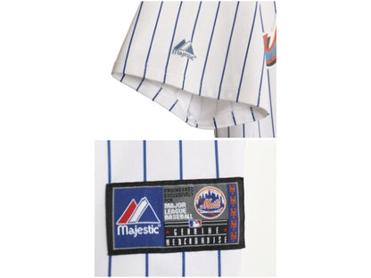 メッツ ベースボール シャツ メンズ XXL 程/ MLB オフィシャル マジェスティック 大リーグ ユニフォーム ゲームシャツ 重ね着 大きいサイズ