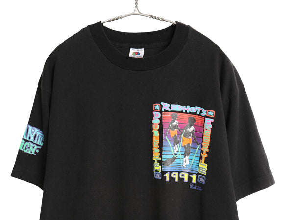 90s USA製 ダブルダッチ アート イラスト プリント Tシャツ メンズ XL / 古着 オールド スポーツ チーム シングルステッチ 大きいサイズ 黒