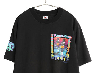 90s USA製 ダブルダッチ アート イラスト プリント Tシャツ メンズ XL / 古着 オールド スポーツ チーム シングルステッチ 大きいサイズ 黒