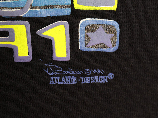 90s USA製 ダブルダッチ アート イラスト プリント Tシャツ メンズ XL / 古着 オールド スポーツ チーム シングルステッチ 大きいサイズ 黒