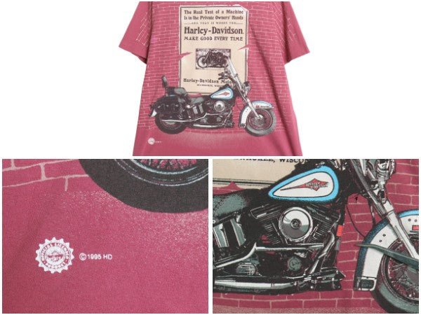 90s USA製 ハーレー ダビッドソン オーバー プリント 半袖 Tシャツ メンズ XL オールド オフィシャル バイク アート イラスト 大きいサイズ