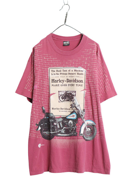 90s USA製 ハーレー ダビッドソン オーバー プリント 半袖 Tシャツ メンズ XL オールド オフィシャル バイク アート イラスト 大きいサイズ