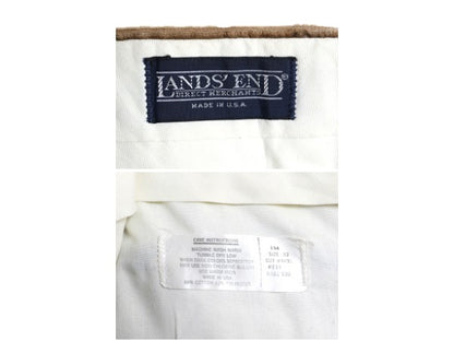 90s USA製 ランズエンド 太畝 コーデュロイ パンツ メンズ 32 30 古着 オールド スラックス ストレート ノータック シンプル 無地 ブラウン