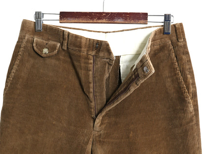 90s USA製 ランズエンド 太畝 コーデュロイ パンツ メンズ 32 30 古着 オールド スラックス ストレート ノータック シンプル 無地 ブラウン