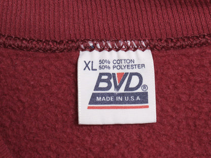 90s USA製 BVD 無地 スウェット メンズ レディース XL / オールド トレーナー 裏起毛 ブランク ソリッド クルーネック エンジ 大きいサイズ