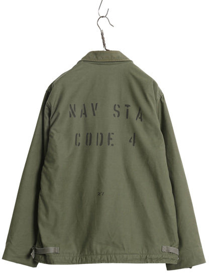 80s ★ 米軍実物 USN ネイビー A-2 デッキ ジャケット メンズ L / 85年製 ヴィンテージ NAVY ミリタリー 軍物 裏ボア ブルゾン ステンシル