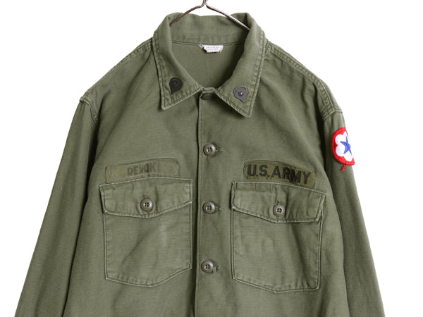 60s 米軍実物 US ARMY コットン サテン ユーティリティ シャツ XL ヴィンテージ 68年製 OG107 シャツ袖 2nd ミリタリー 軍物 大きいサイズ