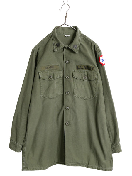 60s 米軍実物 US ARMY コットン サテン ユーティリティ シャツ XL ヴィンテージ 68年製 OG107 シャツ袖 2nd ミリタリー 軍物 大きいサイズ