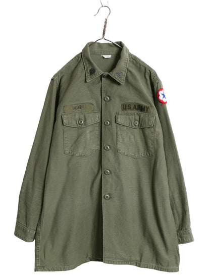 60s 米軍実物 US ARMY コットン サテン ユーティリティ シャツ XL ヴィンテージ 68年製 OG107 シャツ袖 2nd ミリタリー 軍物 大きいサイズ