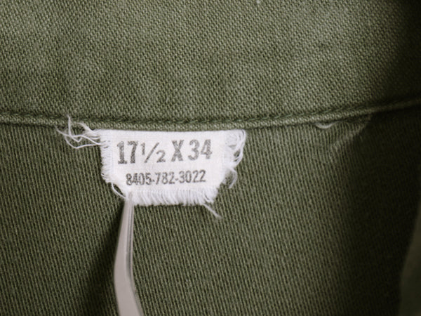 60s 米軍実物 US ARMY コットン サテン ユーティリティ シャツ XL ヴィンテージ 68年製 OG107 シャツ袖 2nd ミリタリー 軍物 大きいサイズ