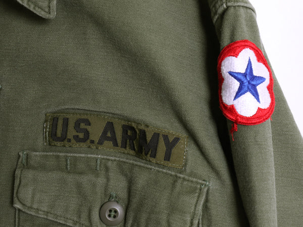 60s 米軍実物 US ARMY コットン サテン ユーティリティ シャツ XL ヴィンテージ 68年製 OG107 シャツ袖 2nd ミリタリー 軍物 大きいサイズ