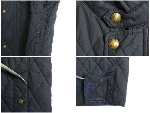 ポロ ラルフローレン 中綿 ナイロン キルティング ジャケット メンズ L / 古着 ジャンパー ブルゾン ハーフ コート ワンポイント ネイビー