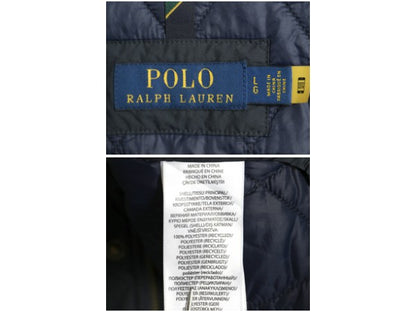 ポロ ラルフローレン 中綿 ナイロン キルティング ジャケット メンズ L / 古着 ジャンパー ブルゾン ハーフ コート ワンポイント ネイビー
