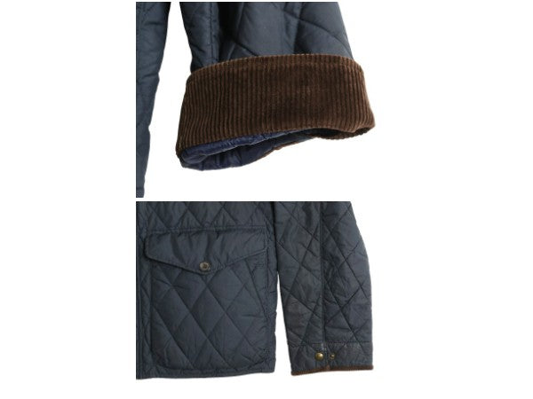 ポロ ラルフローレン 中綿 ナイロン キルティング ジャケット メンズ L / 古着 ジャンパー ブルゾン ハーフ コート ワンポイント ネイビー