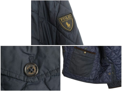 ポロ ラルフローレン 中綿 ナイロン キルティング ジャケット メンズ L / 古着 ジャンパー ブルゾン ハーフ コート ワンポイント ネイビー