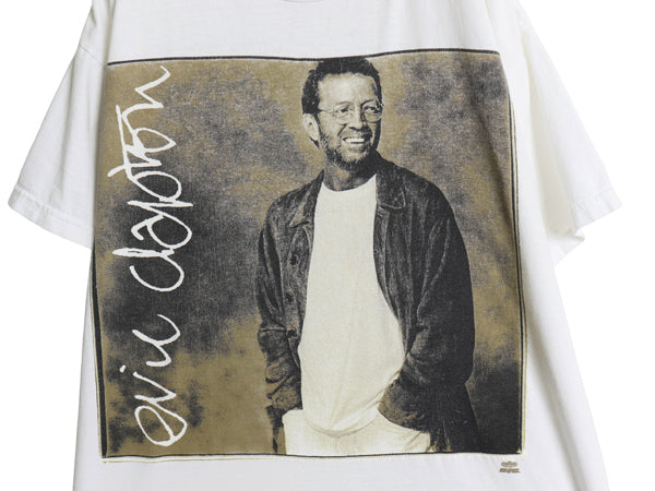 90s ★ エリック クラプトン ツアー イラスト プリント Tシャツ メンズ L 当時物 バンド ロック フォト オフィシャル シングルステッチ 白