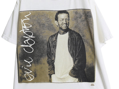 90s ★ エリック クラプトン ツアー イラスト プリント Tシャツ メンズ L 当時物 バンド ロック フォト オフィシャル シングルステッチ 白