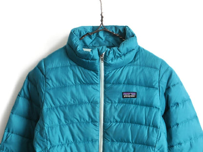 ガールズ L 150cm 程■ 14年製 パタゴニア ダウン セーター 古着 Patagonia ジャケット フルジップ ジャンパー ブルゾン ハイネック ブルー