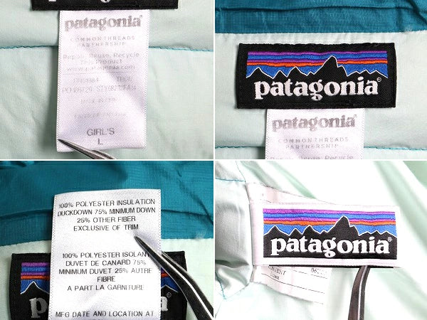 ガールズ L 150cm 程■ 14年製 パタゴニア ダウン セーター 古着 Patagonia ジャケット フルジップ ジャンパー ブルゾン ハイネック ブルー
