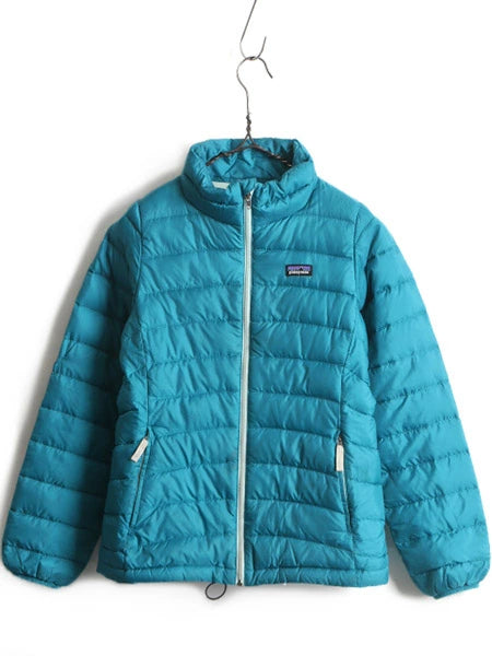 ガールズ L 150cm 程■ 14年製 パタゴニア ダウン セーター 古着 Patagonia ジャケット フルジップ ジャンパー ブルゾン ハイネック ブルー