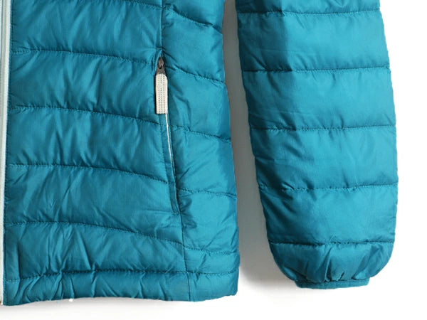 ガールズ L 150cm 程■ 14年製 パタゴニア ダウン セーター 古着 Patagonia ジャケット フルジップ ジャンパー ブルゾン ハイネック ブルー