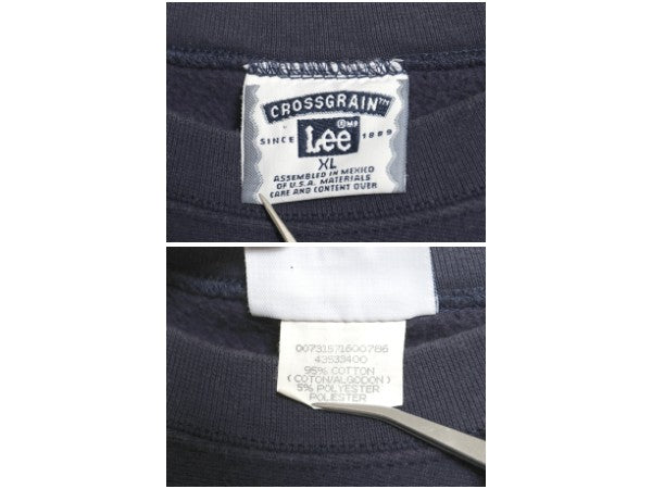 90s リー カレッジ プリント スウェット メンズ XL / オールド トレーナー 裏起毛  大きいサイズ ヘビーウェイト リバース タイプ シンプル