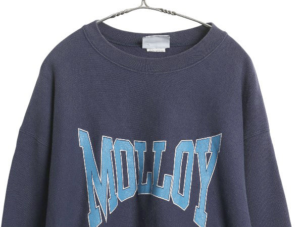 90s リー カレッジ プリント スウェット メンズ XL / オールド トレーナー 裏起毛  大きいサイズ ヘビーウェイト リバース タイプ シンプル