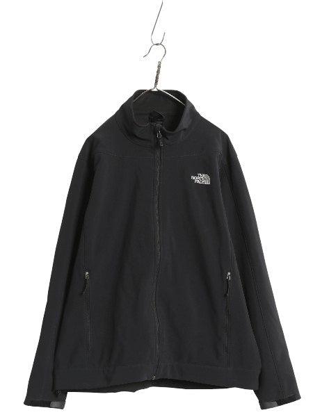 US企画 ノースフェイス APEX ソフトシェル ジャケット メンズ XL アウトドア フルジップ 裏 フリース ストレッチ ジャンパー ブラック 防風