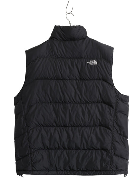 ノースフェイス ナイロン ダウン ベスト メンズ XL / アウトドア 550フィル フルジップ キルティング 重ね着 パッカブル 大きいサイズ 黒
