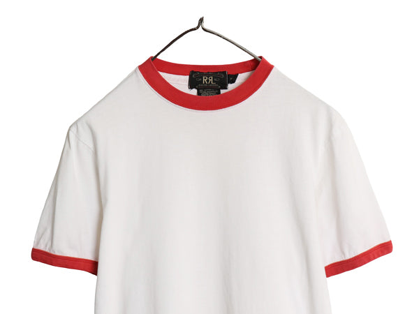 90s 初期タグ ダブルアールエル ラルフローレン 半袖 リンガー Tシャツ メンズ XS レディース S 程/ オールド ポロ 三ツ星 無地 カットソー