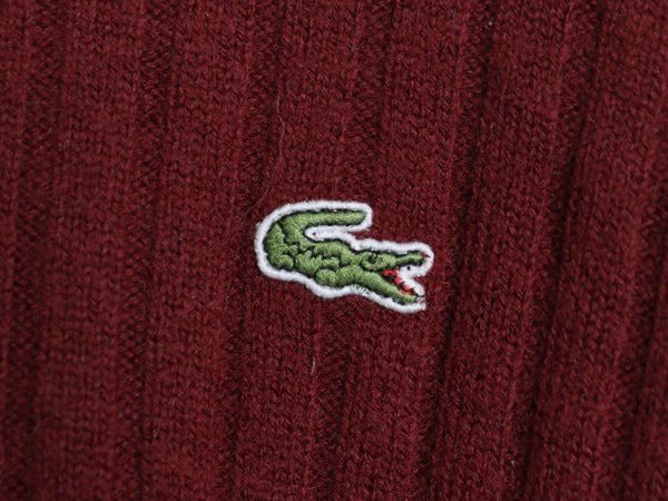 ラコステ ニット セーター メンズ S / 古着 ウール アクリル 長袖ニット クルーネック 針抜き リブ編み ワンポイント カットソー きれいめ