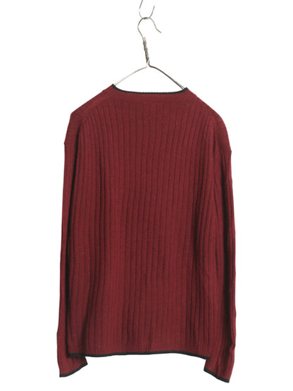 ラコステ ニット セーター メンズ S / 古着 ウール アクリル 長袖ニット クルーネック 針抜き リブ編み ワンポイント カットソー きれいめ