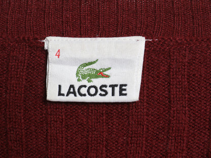 ラコステ ニット セーター メンズ S / 古着 ウール アクリル 長袖ニット クルーネック 針抜き リブ編み ワンポイント カットソー きれいめ