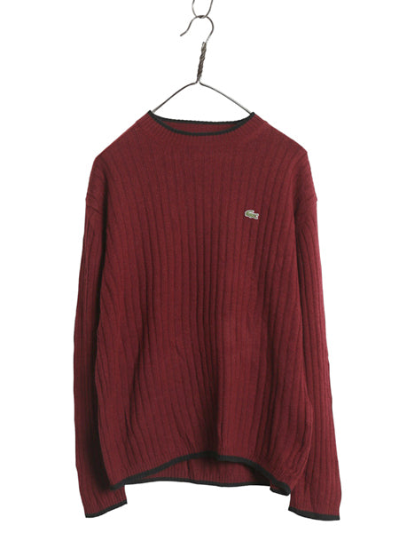 ラコステ ニット セーター メンズ S / 古着 ウール アクリル 長袖ニット クルーネック 針抜き リブ編み ワンポイント カットソー きれいめ