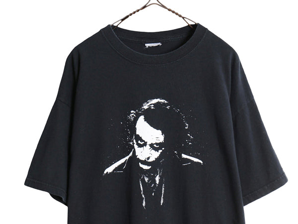 00s ★ ダークナイト ジョーカー イラスト プリント Tシャツ メンズ XL 程 / オールド オフィシャル ムービー バットマン 大きいサイズ 黒