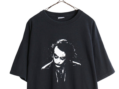 00s ★ ダークナイト ジョーカー イラスト プリント Tシャツ メンズ XL 程 / オールド オフィシャル ムービー バットマン 大きいサイズ 黒