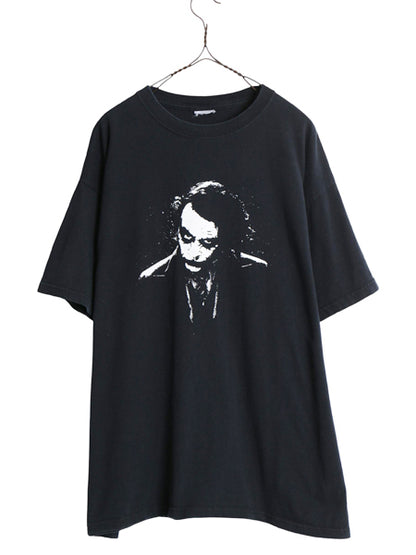 00s ★ ダークナイト ジョーカー イラスト プリント Tシャツ メンズ XL 程 / オールド オフィシャル ムービー バットマン 大きいサイズ 黒