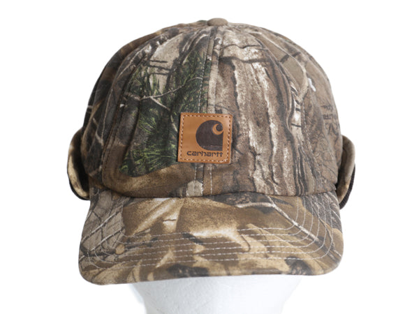 デッドストック US企画 カーハート 迷彩 イヤー フラップ キャップ メンズ  M L / 帽子 リアルツリー カモ ワーク コットン 中綿入り 防寒