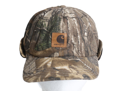 デッドストック US企画 カーハート 迷彩 イヤー フラップ キャップ メンズ  M L / 帽子 リアルツリー カモ ワーク コットン 中綿入り 防寒