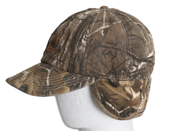 デッドストック US企画 カーハート 迷彩 イヤー フラップ キャップ メンズ  M L / 帽子 リアルツリー カモ ワーク コットン 中綿入り 防寒