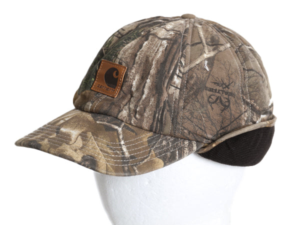 デッドストック US企画 カーハート 迷彩 イヤー フラップ キャップ メンズ  M L / 帽子 リアルツリー カモ ワーク コットン 中綿入り 防寒